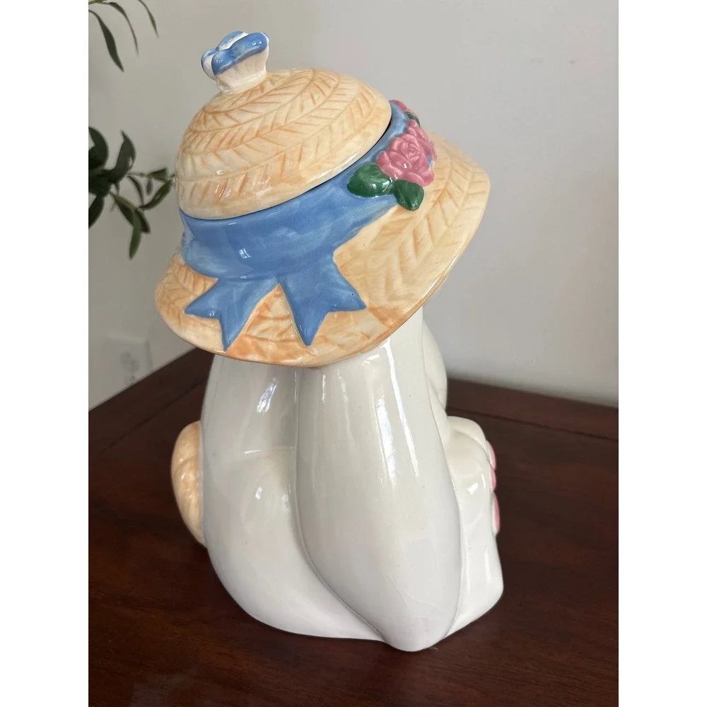 Vintage Treasure Craft 90s  Bunny Rabbit Easter Cookie Jar Pfaltzgraff Large 12